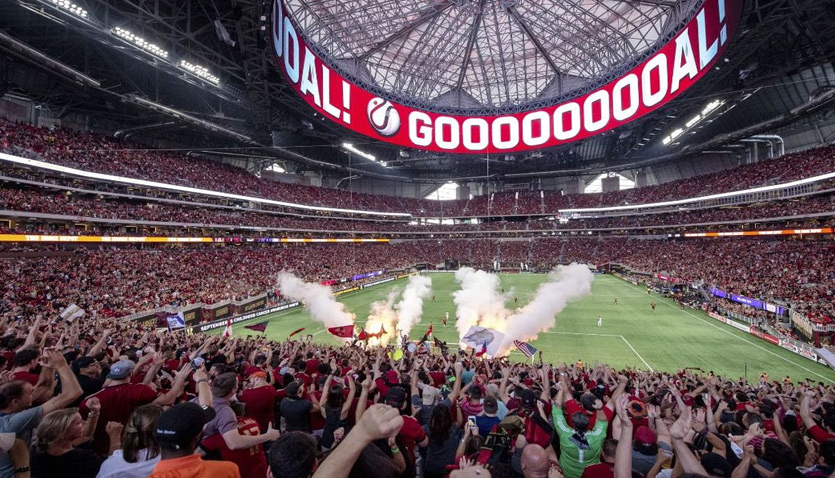Mercedes-Benz Stadium inside soccer game